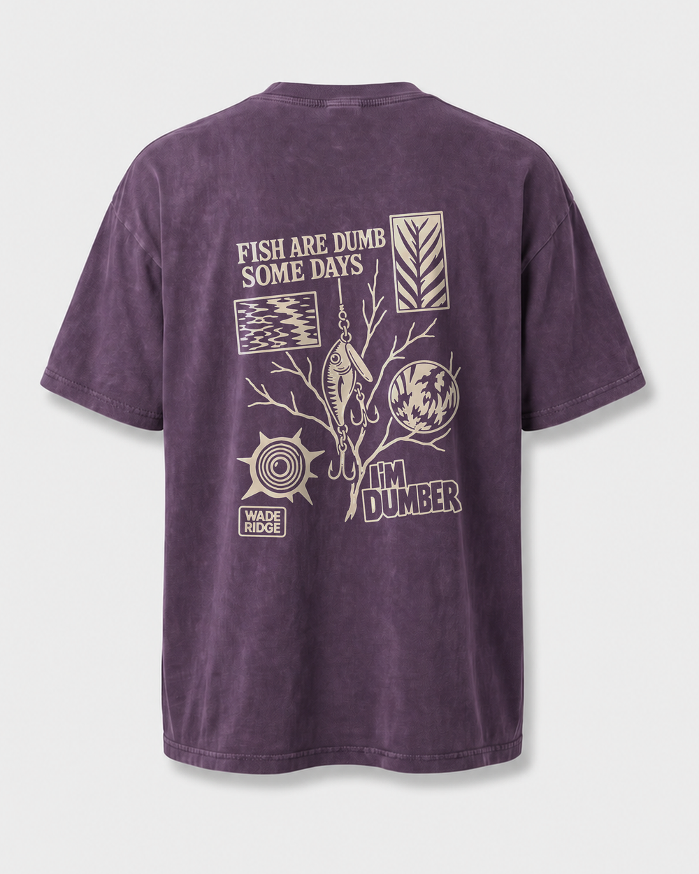 Fish Are Dumb Some Days I'm Dumber — Field Notes washed tee — washed violet, front