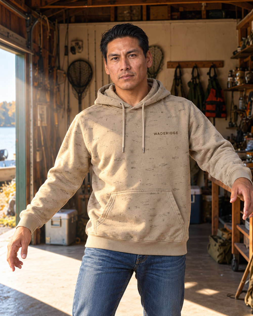Family Bait & Tackle Custom All-Over Print Hoodie — model front