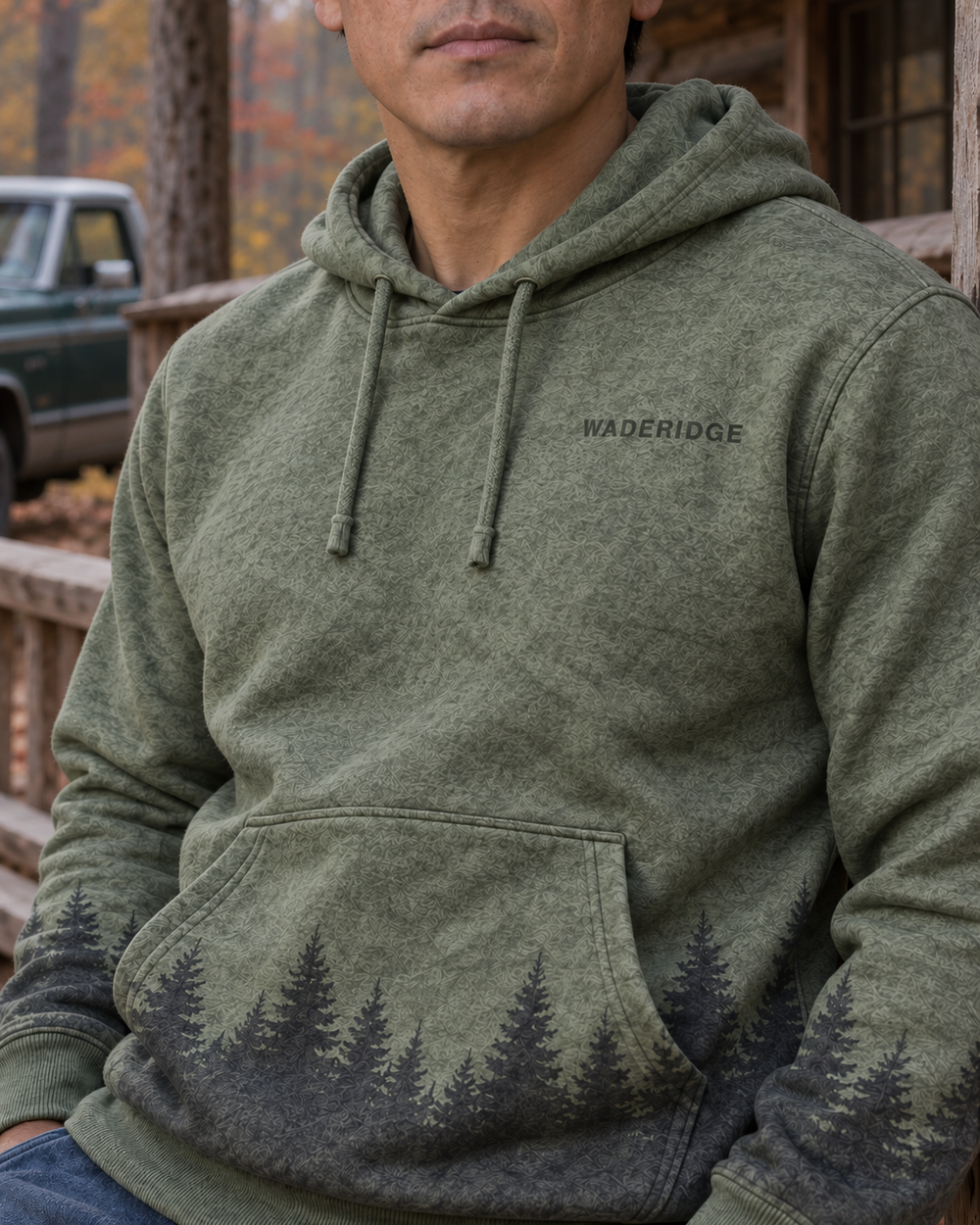 Family Deer Camp Custom All-Over Print Hoodie — model angle