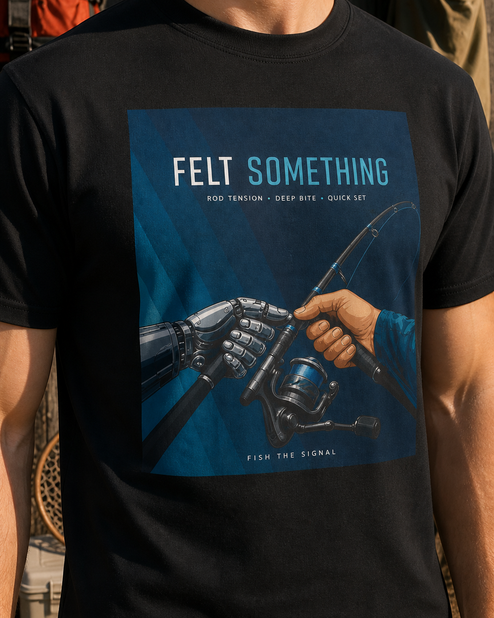 Felt Something tee — black, worn, side