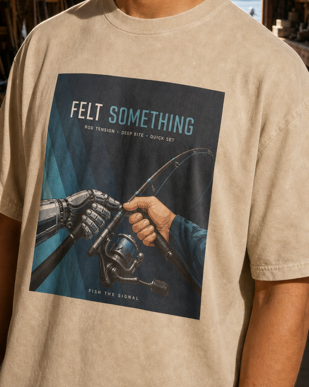 Felt Something washed tee — washed bone, worn, side