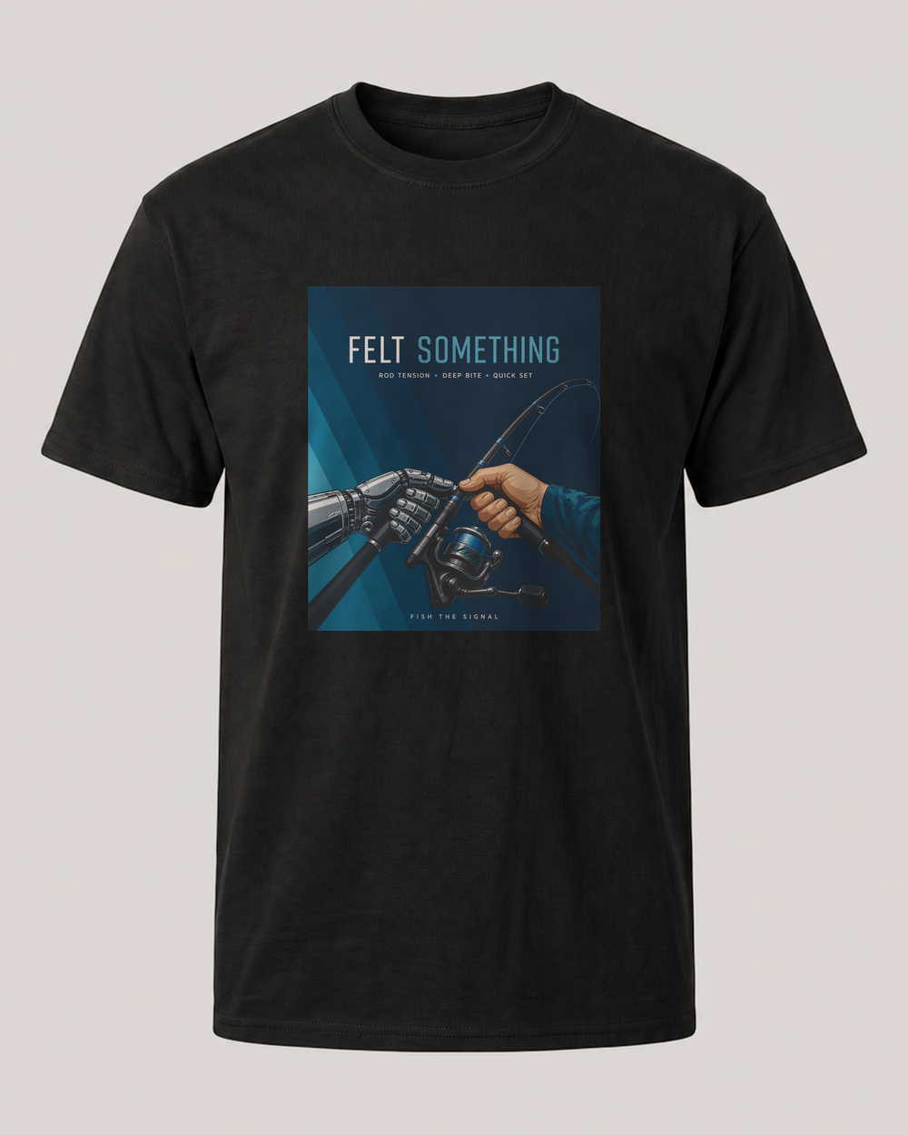 Felt Something tee — black, front