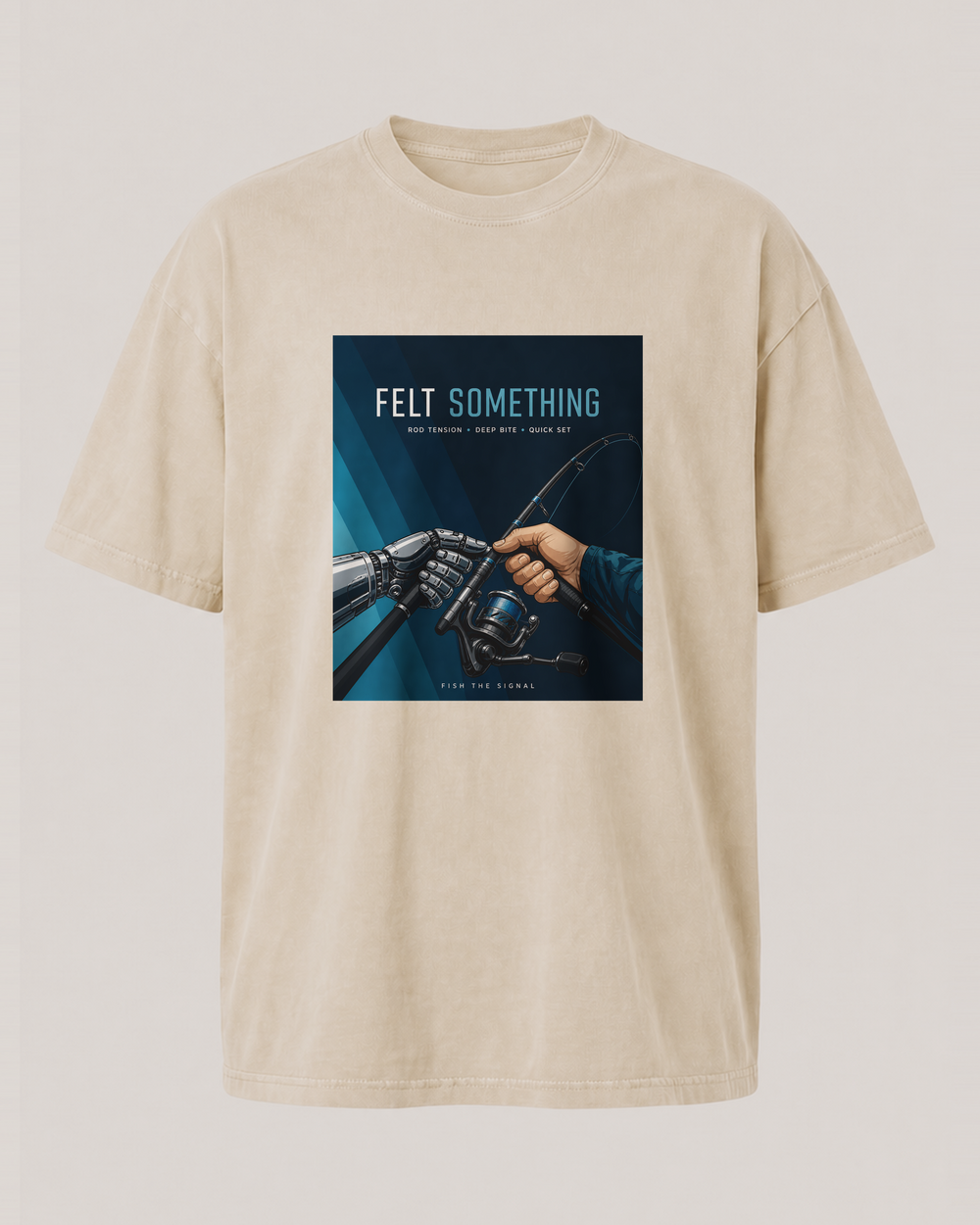 Felt Something washed tee — washed bone, front