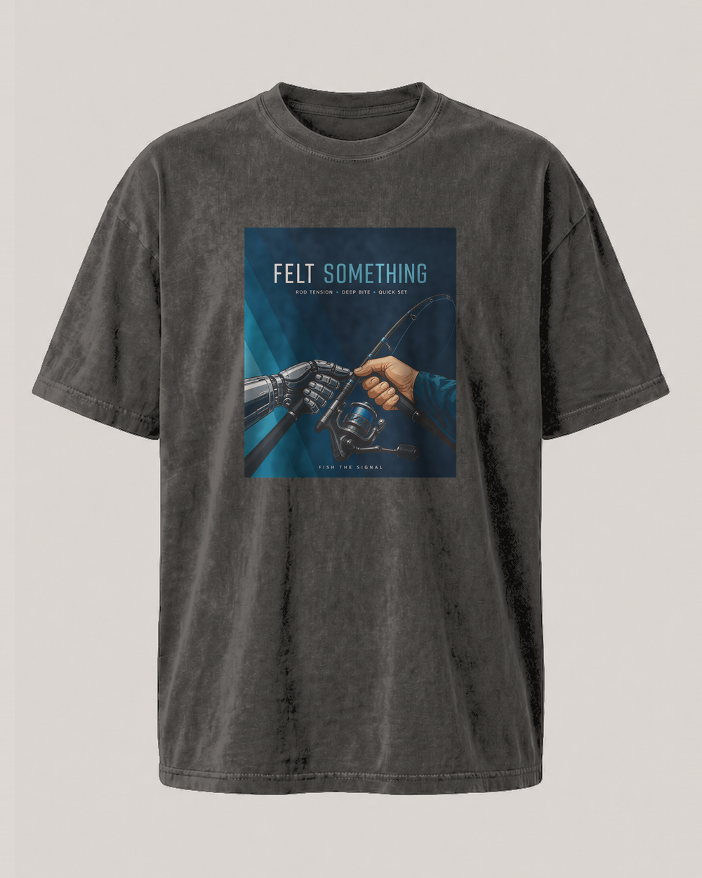 Felt Something washed tee — washed black, front