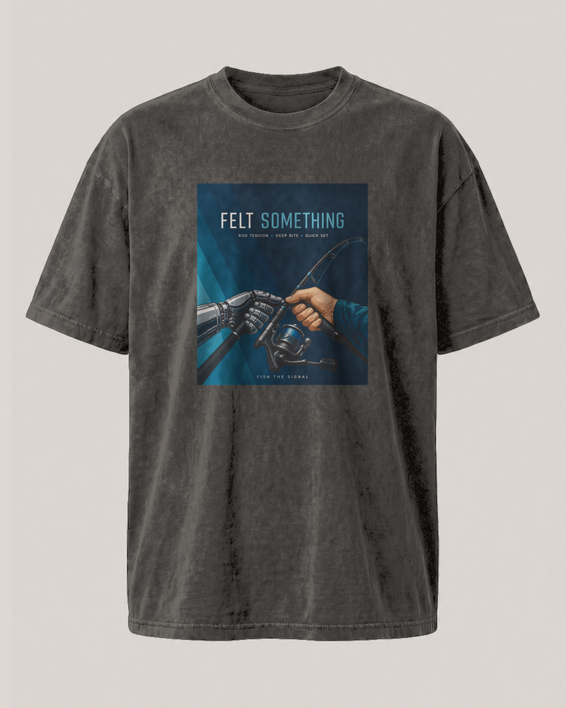Felt Something washed tee — washed black, front