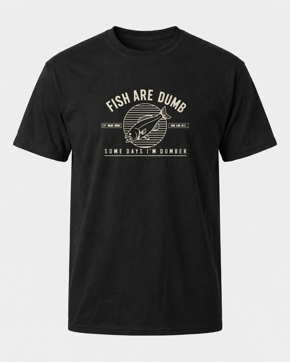 Fish Are Dumb Roundel tee — black, front