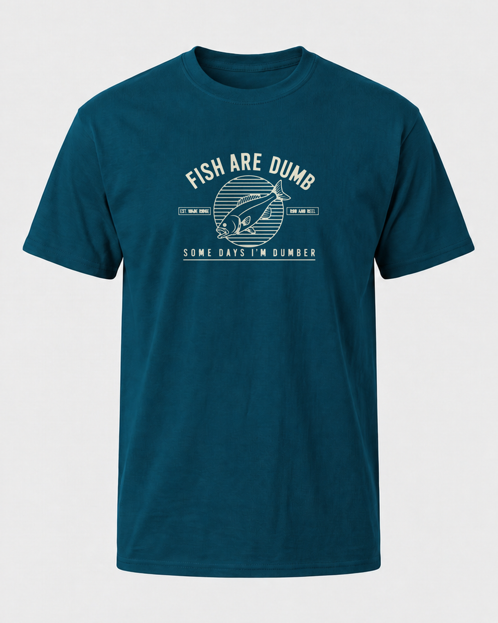 Fish Are Dumb Roundel tee — midnight navy, front