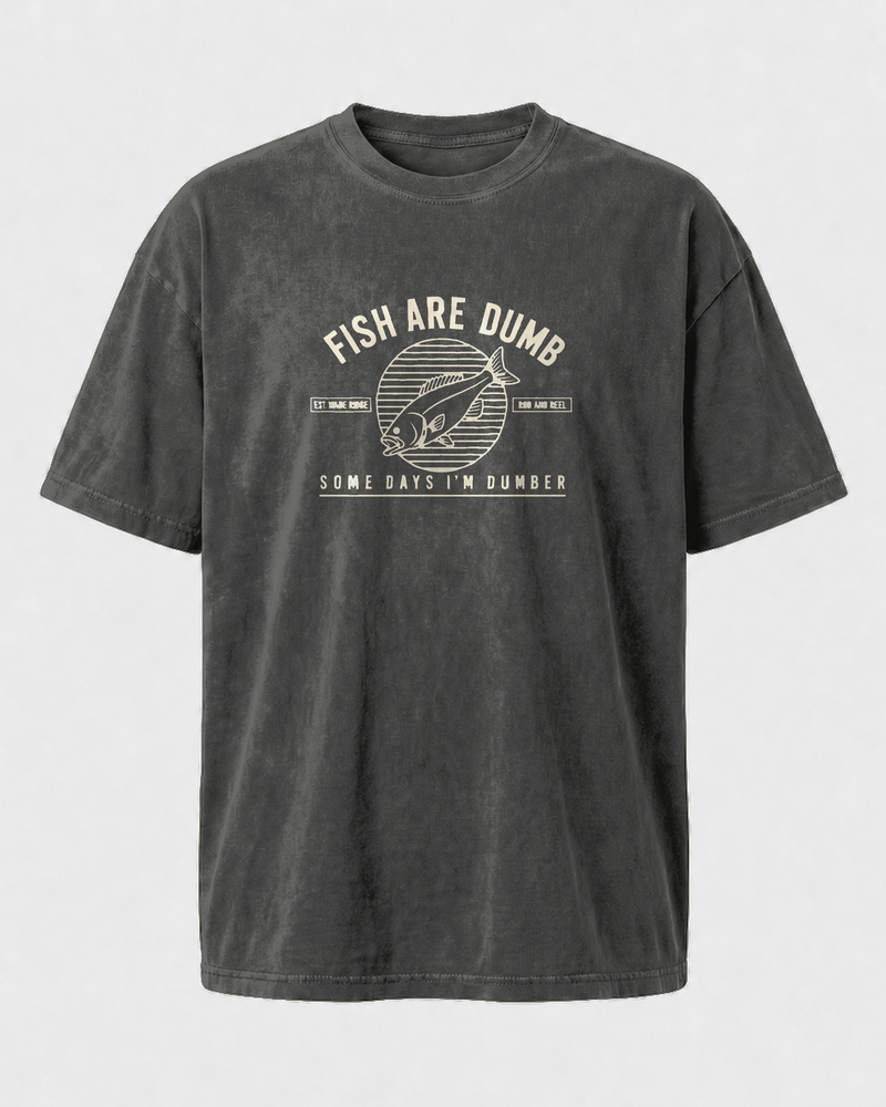 Fish Are Dumb Roundel washed tee — washed black, front