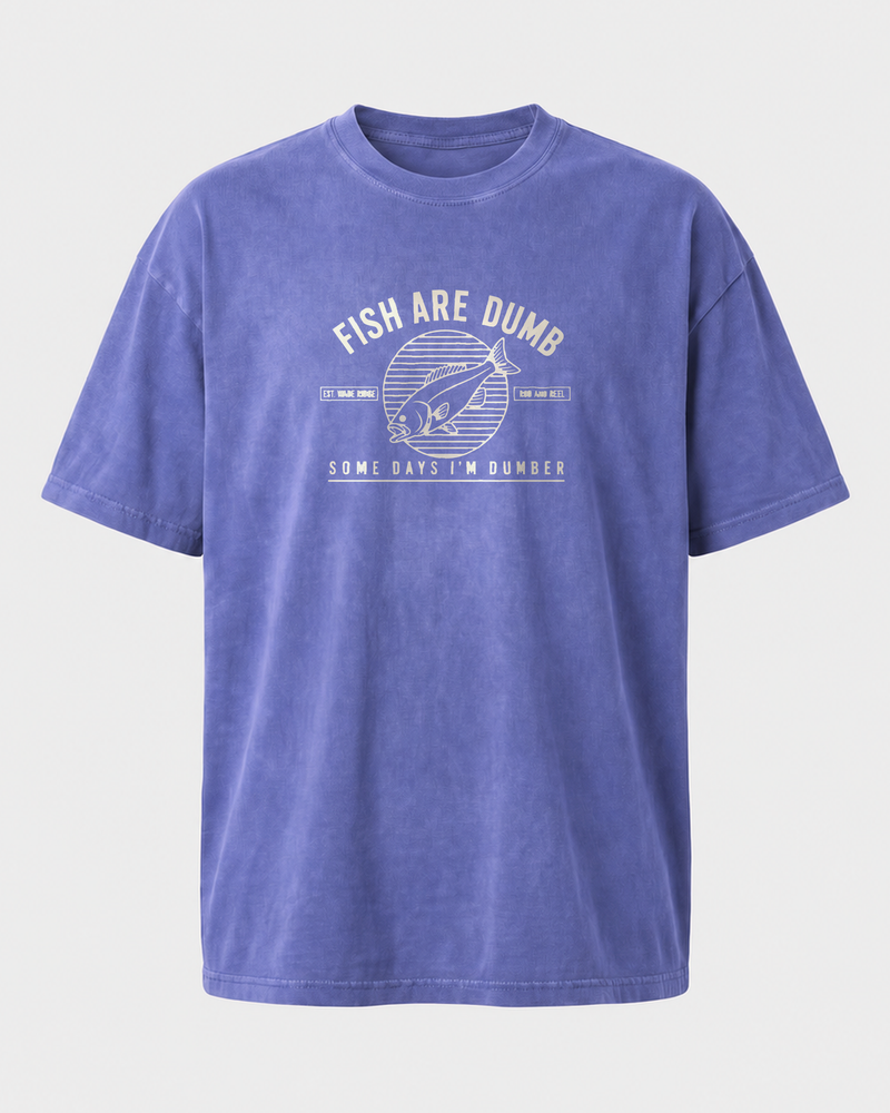 Fish Are Dumb Roundel washed tee — washed blue, front