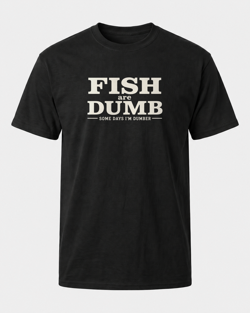 Fish Are Dumb tee — black, front