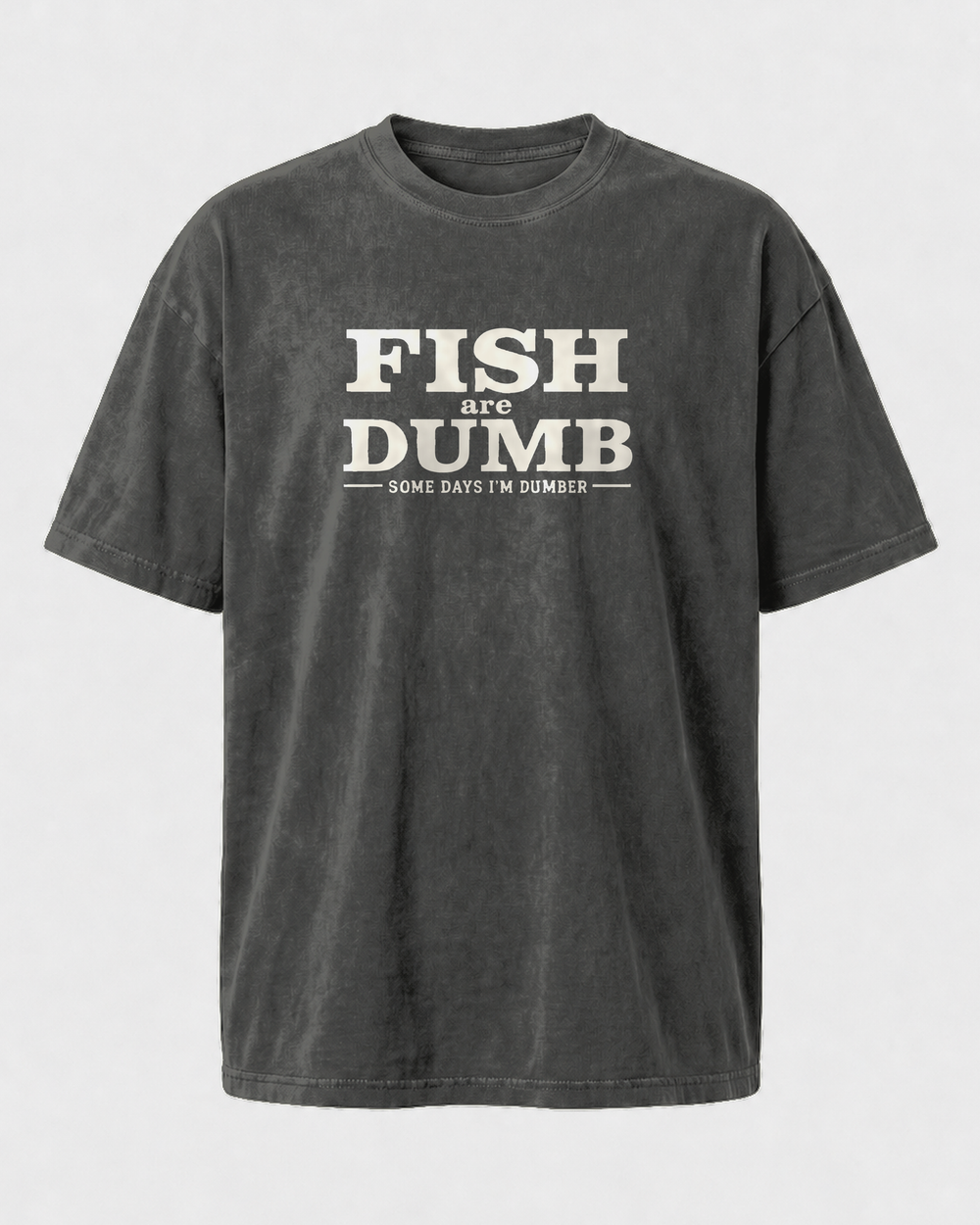 Fish Are Dumb washed tee — washed black, front