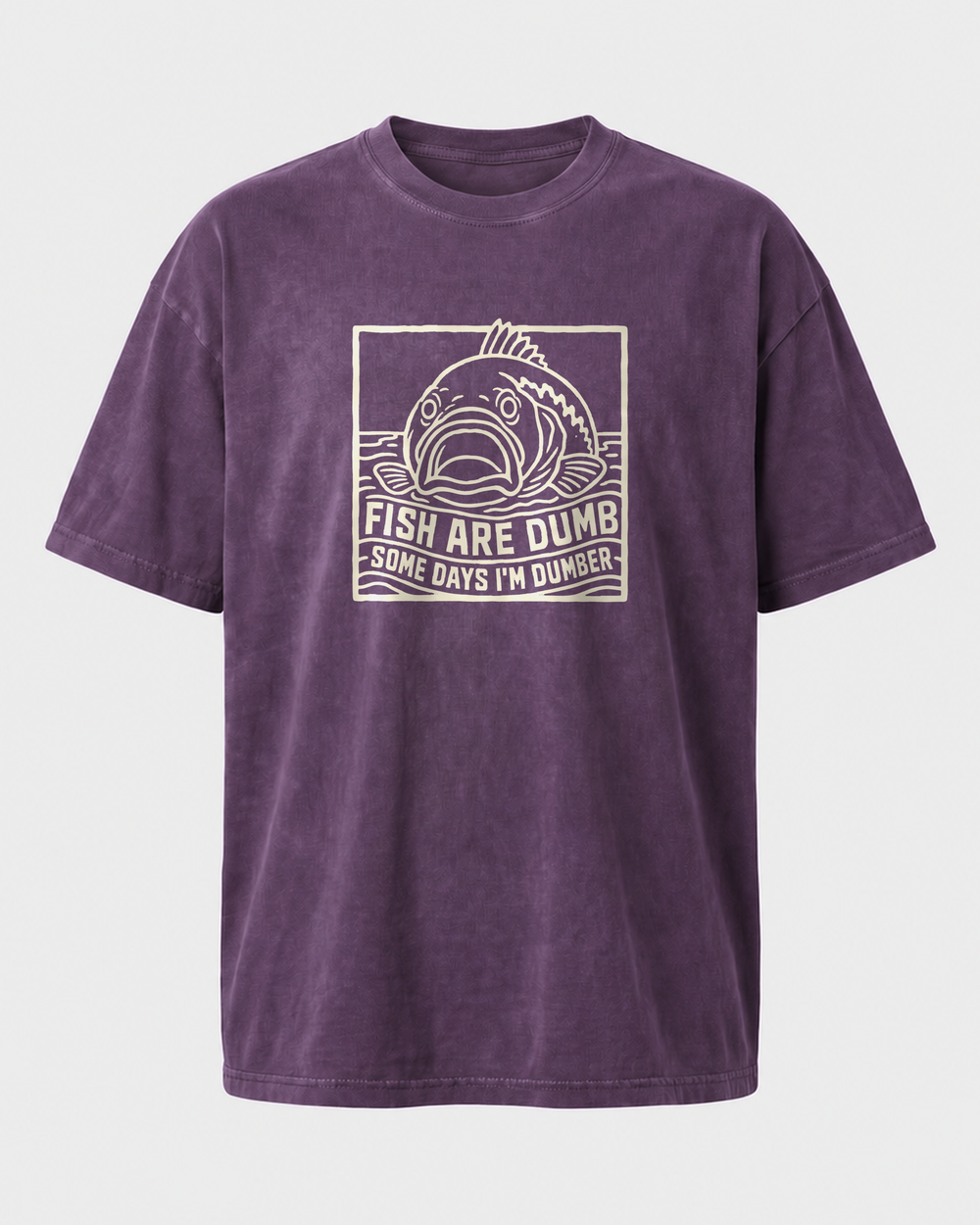 Fish Are Dumb Etched washed tee — washed violet, front