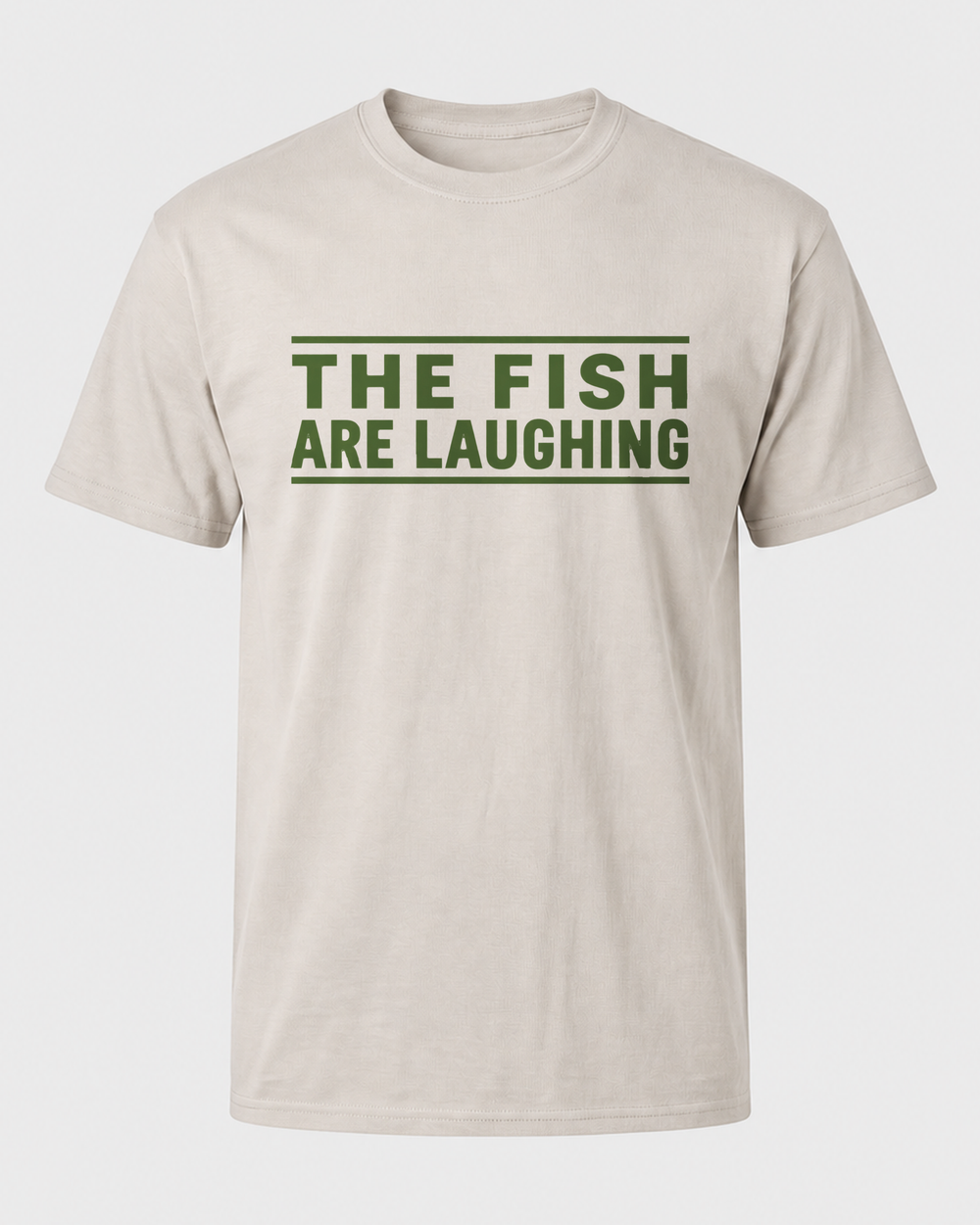The Fish Are Laughing — Classic Type tee — sand, front