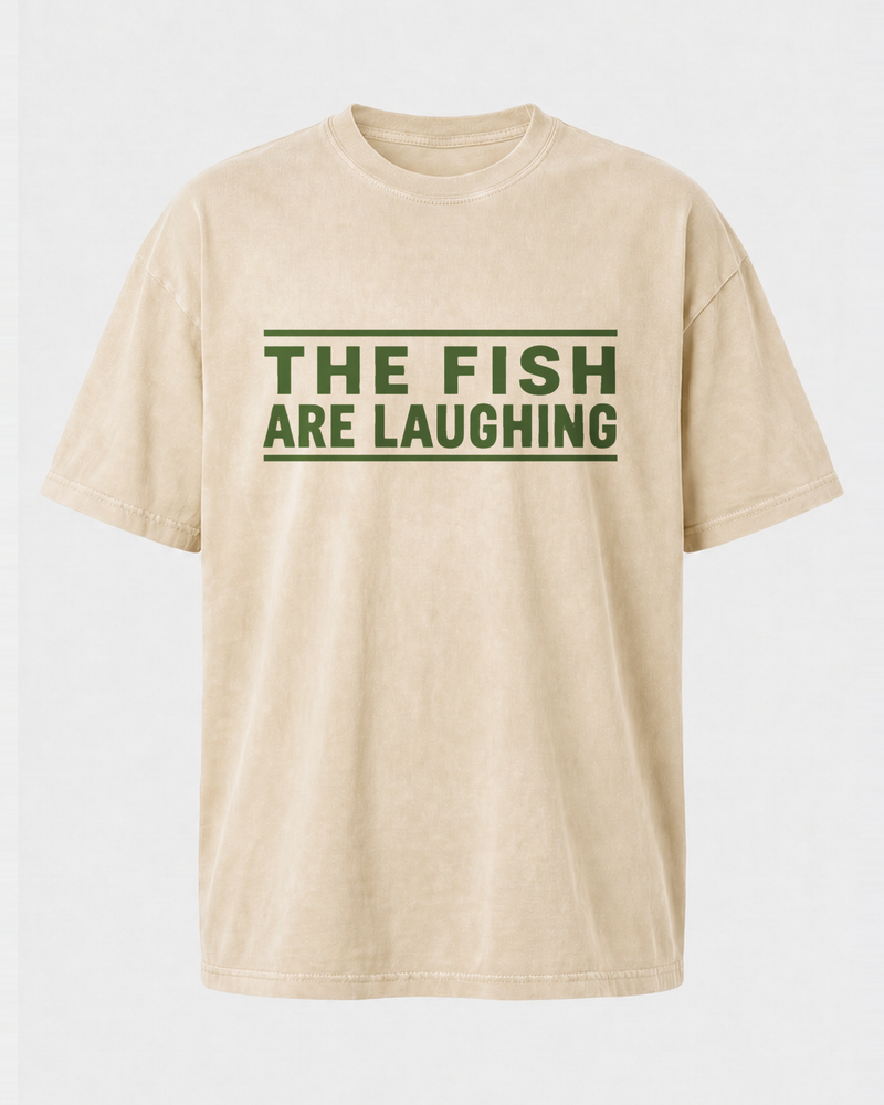 The Fish Are Laughing — Classic Type washed tee — washed bone, front