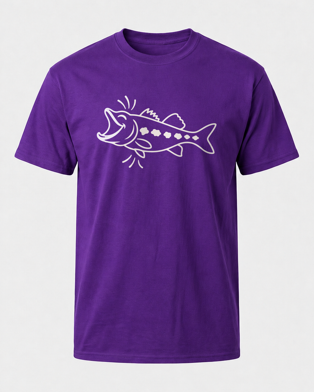 Laughing Fish tee — purple, front