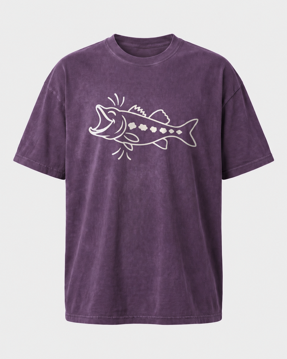 Laughing Fish washed tee — washed violet, front