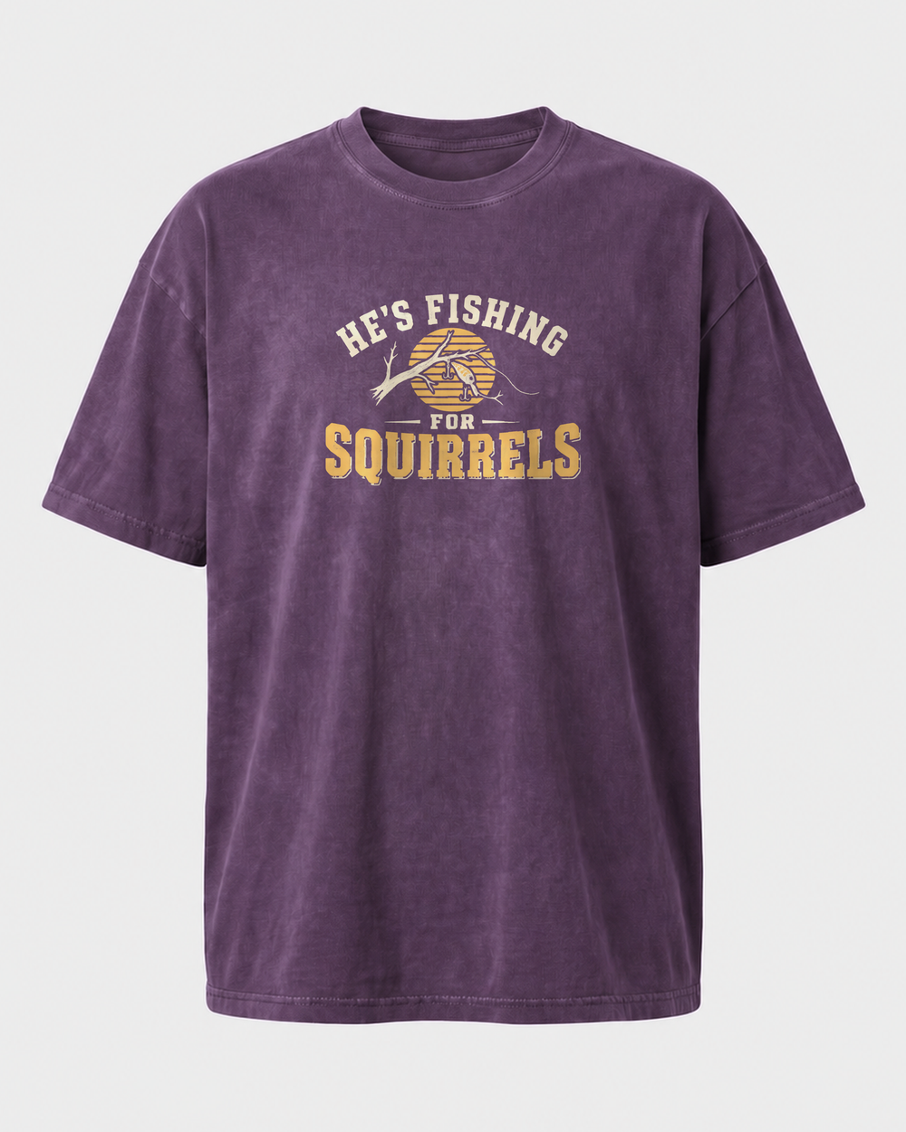 Fishing For Squirrels washed tee — washed violet, front