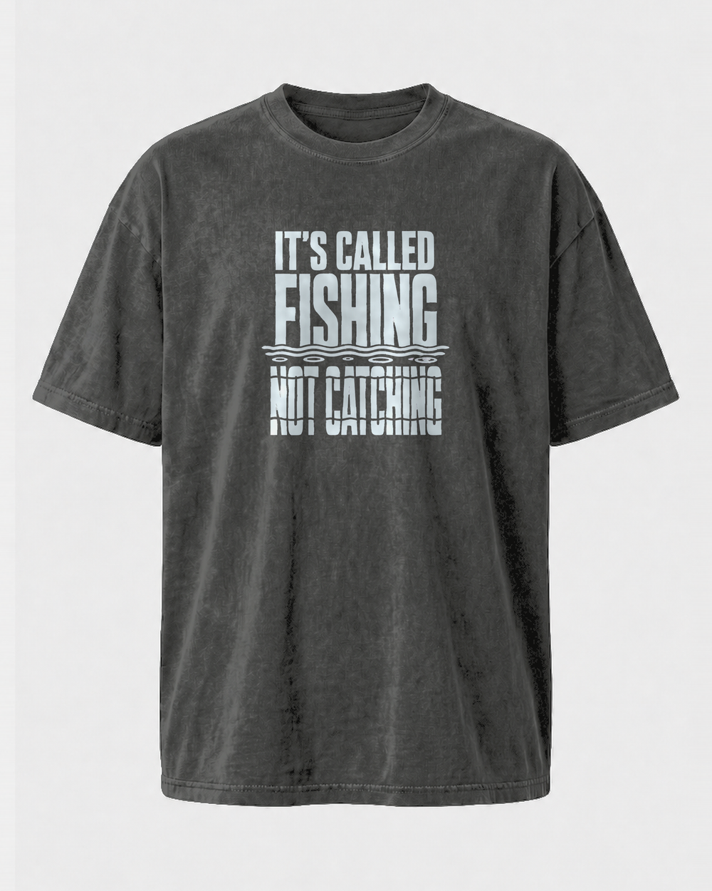 It's Called Fishing (free) washed tee — washed black, front