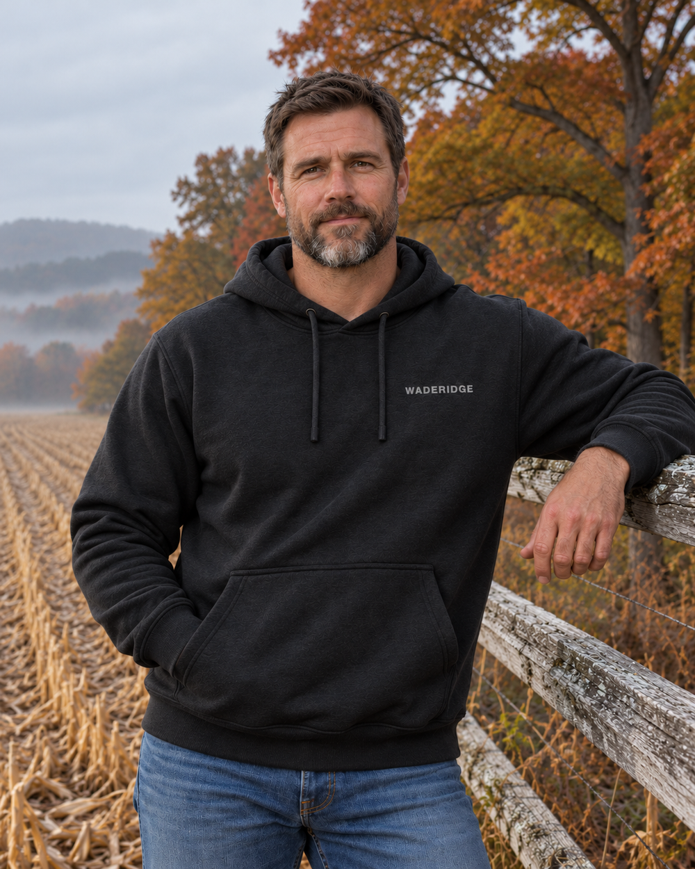 Flag & Buck Family Custom All-Over Print Hoodie — model front