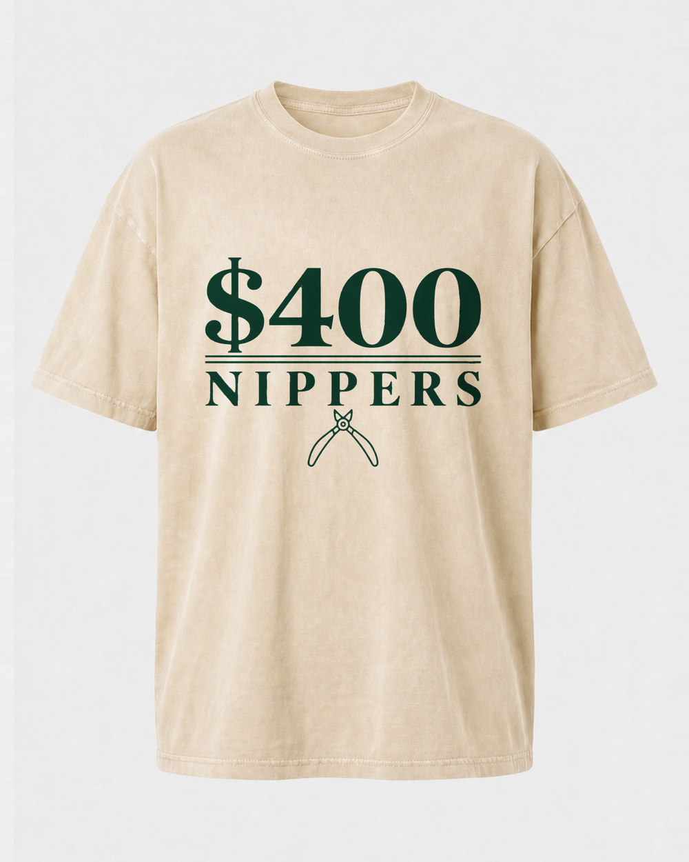 $400 Nippers washed tee — washed bone, front