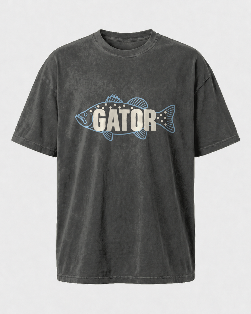 Gator washed tee — washed black, front