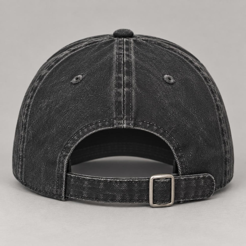 Gone Fishing Embroidered Hat — Black — back strap