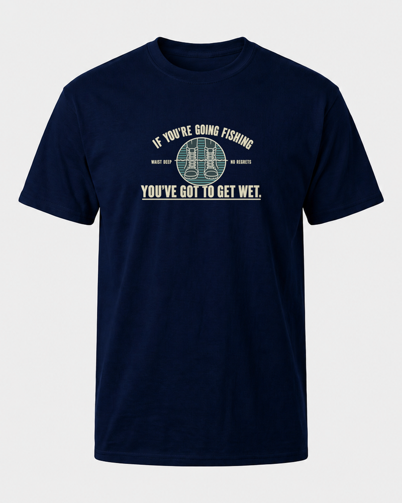 Got To Get Wet tee — navy, front