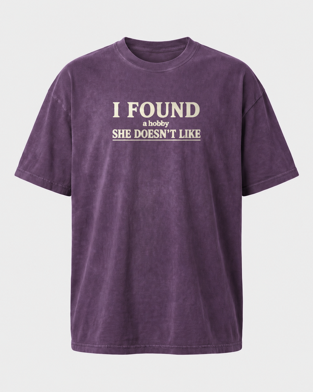 A Hobby She Doesn't Like washed tee — washed violet, front