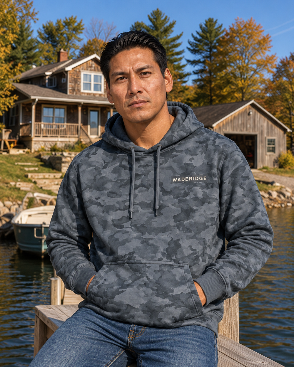 Hook & Line Family Custom All-Over Print Hoodie — model front