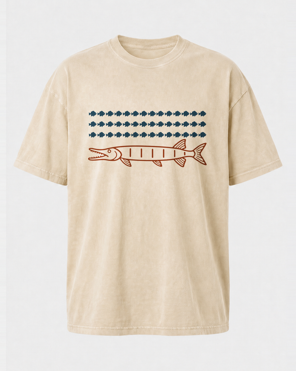 Hundred Musky washed tee — washed bone, front