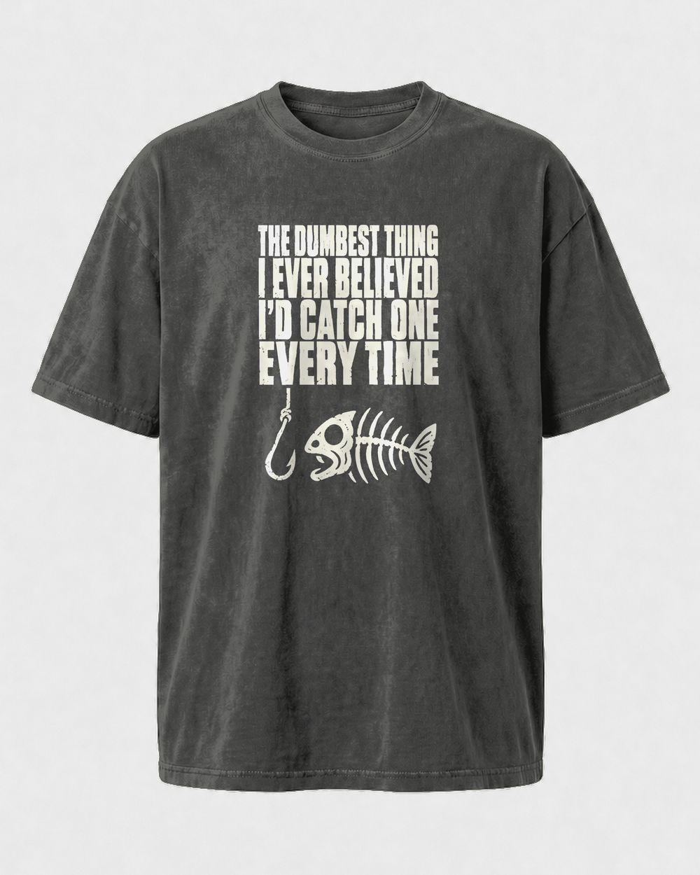 The Dumbest Thing I Ever Believed washed tee — washed black, front