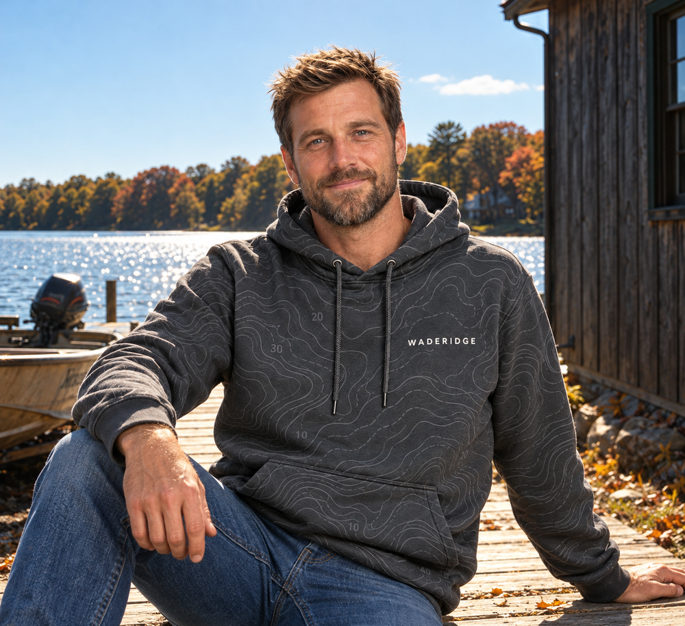 I'm Friendly My Fishing Spot Isn't All-Over Print Hoodie — model front