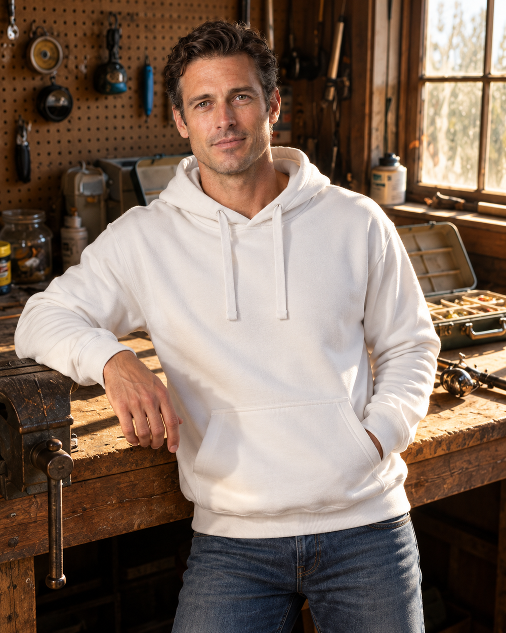 I'm Not 40 I'm 18 With 22 Years Of Fishing Experience Hoodie — White — model front