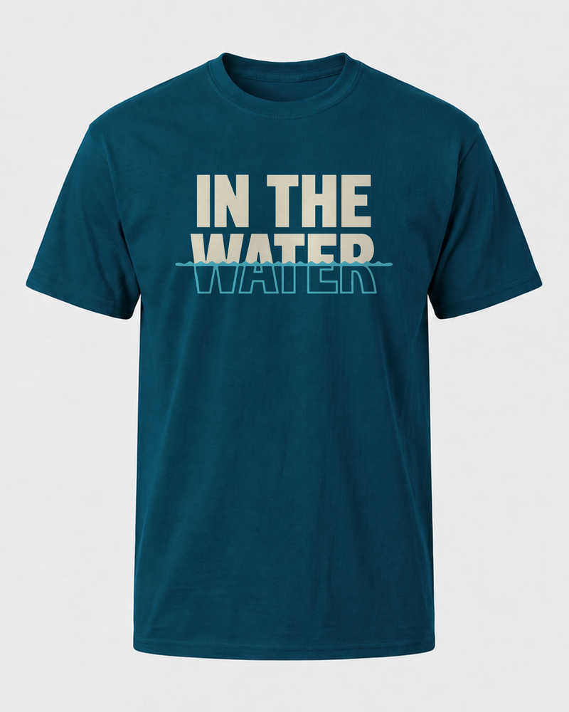 In The Water tee — midnight navy, front
