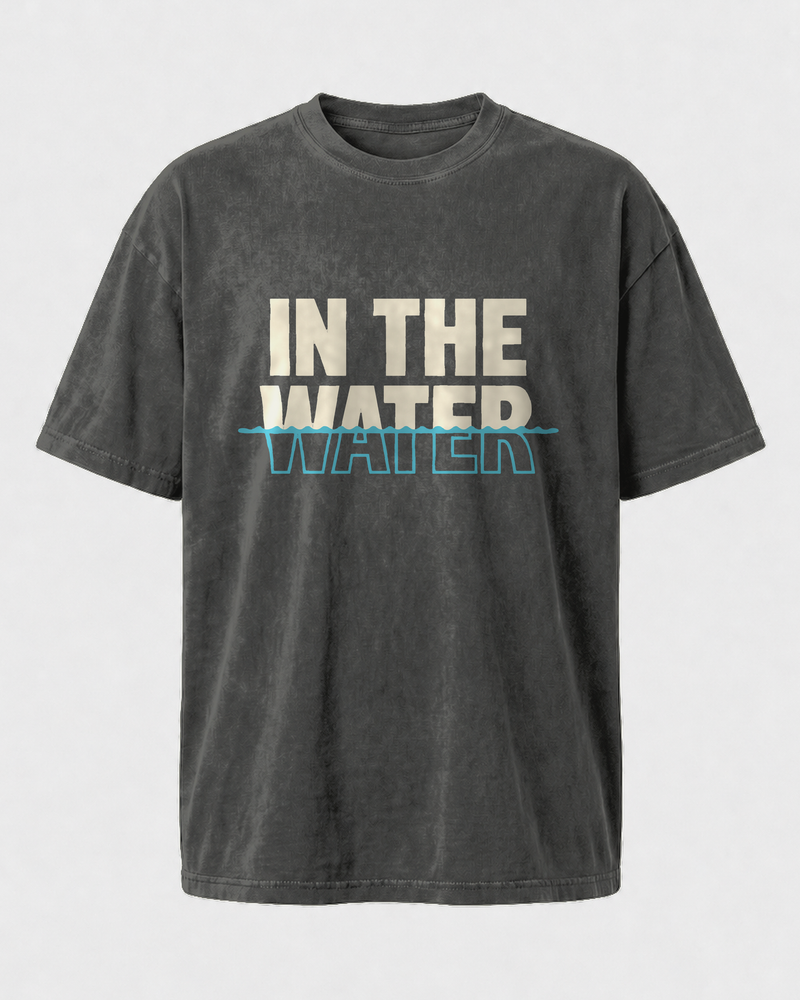 In The Water washed tee — washed black, front