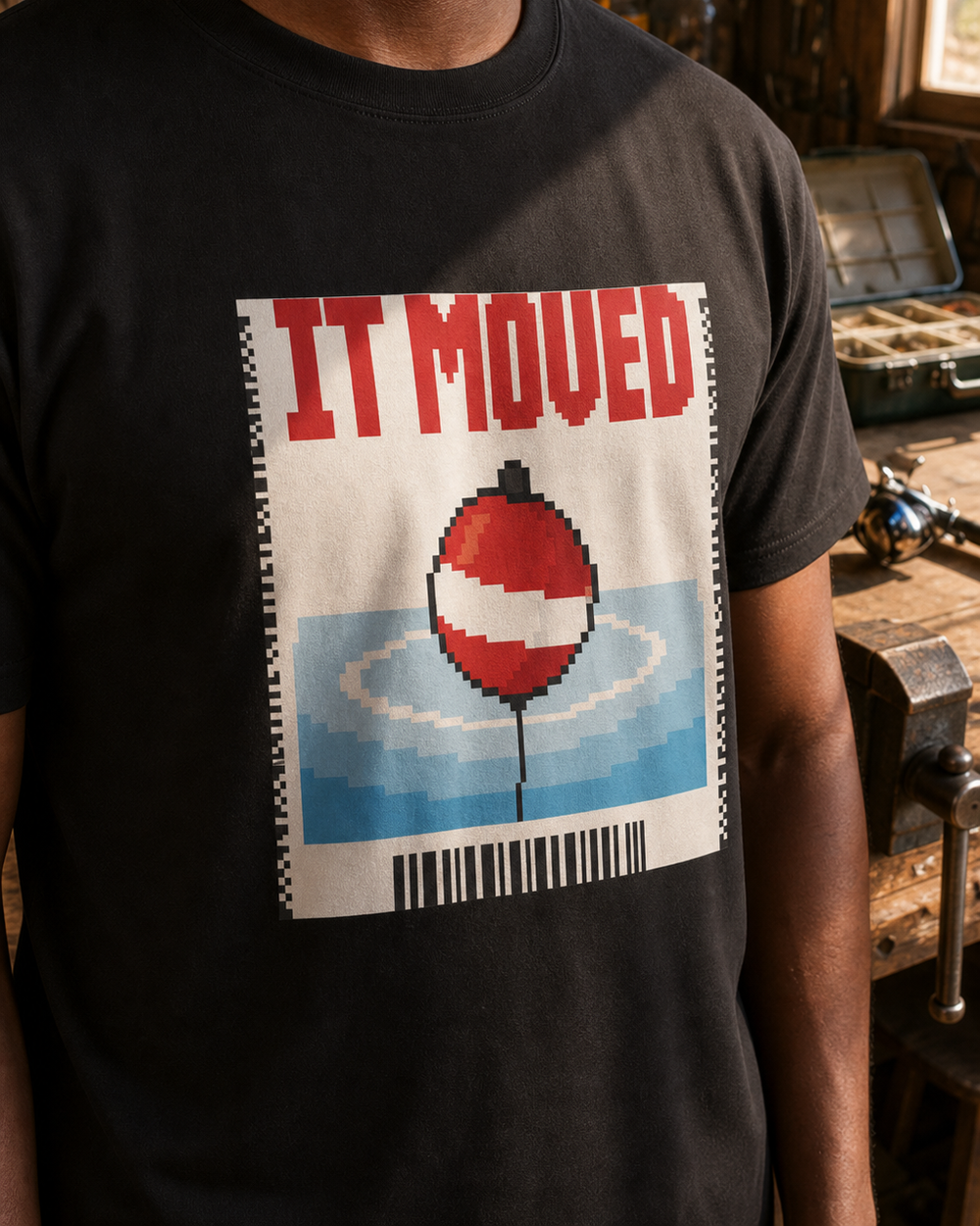 It Moved tee — black, worn, side