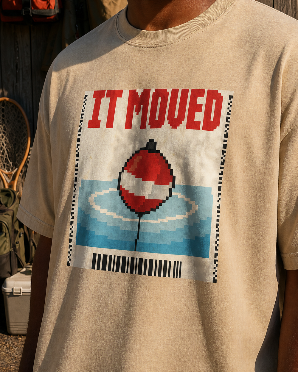 It Moved washed tee — washed bone, worn, side