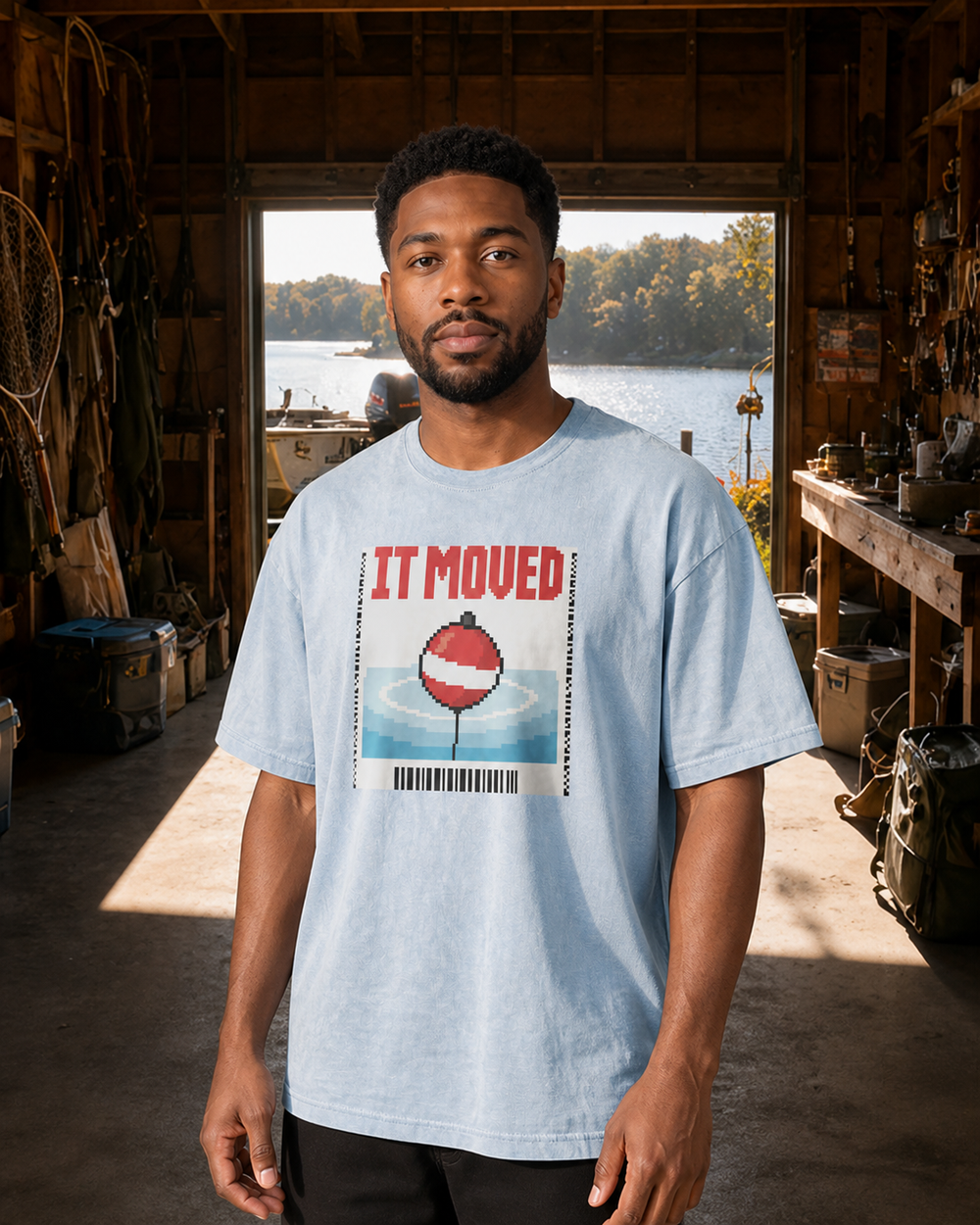 It Moved washed tee — washed light blue, worn, front