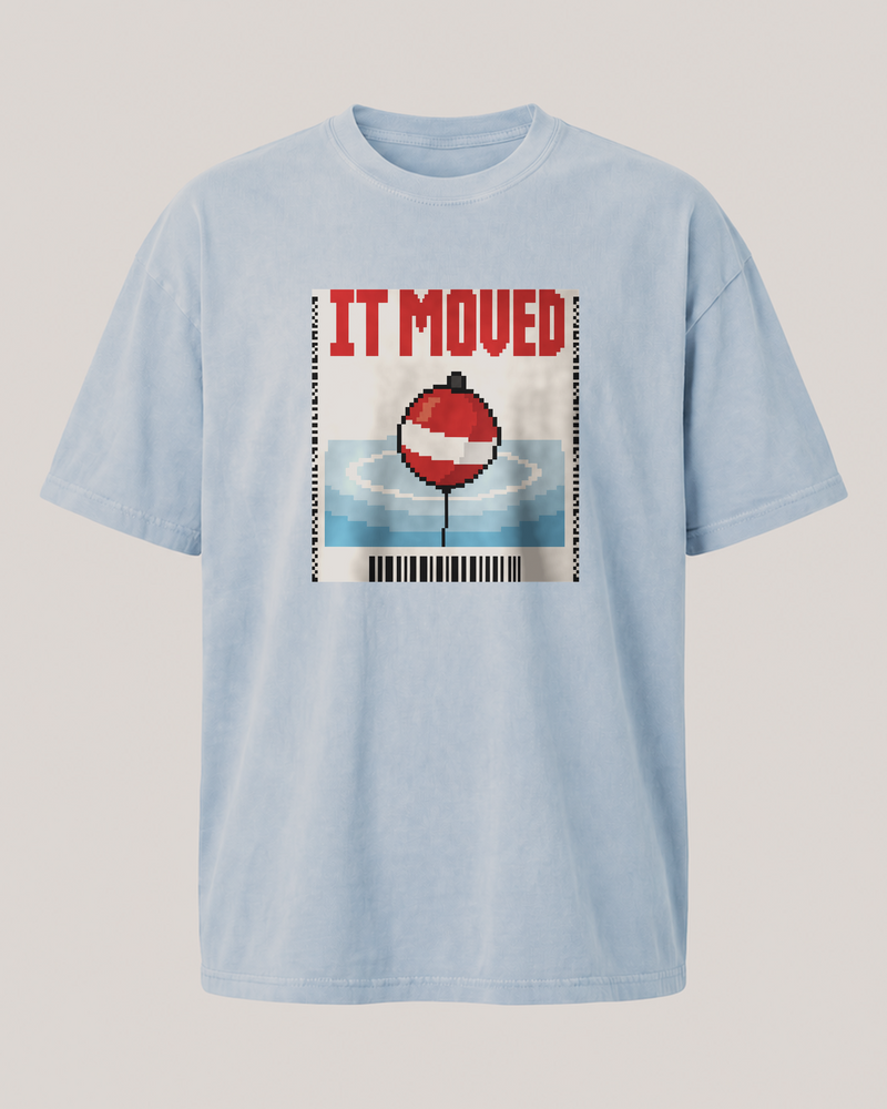 It Moved washed tee — washed light blue, front