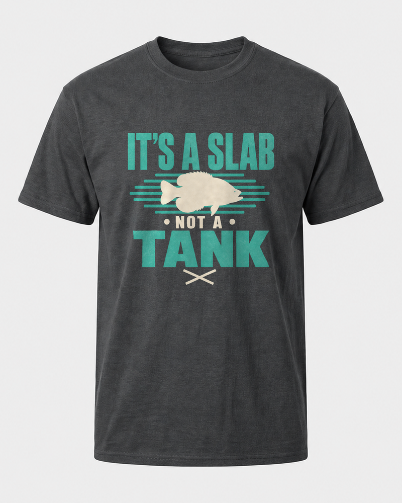 It's A Slab Not A Tank Two Tone tee — dark heather, front