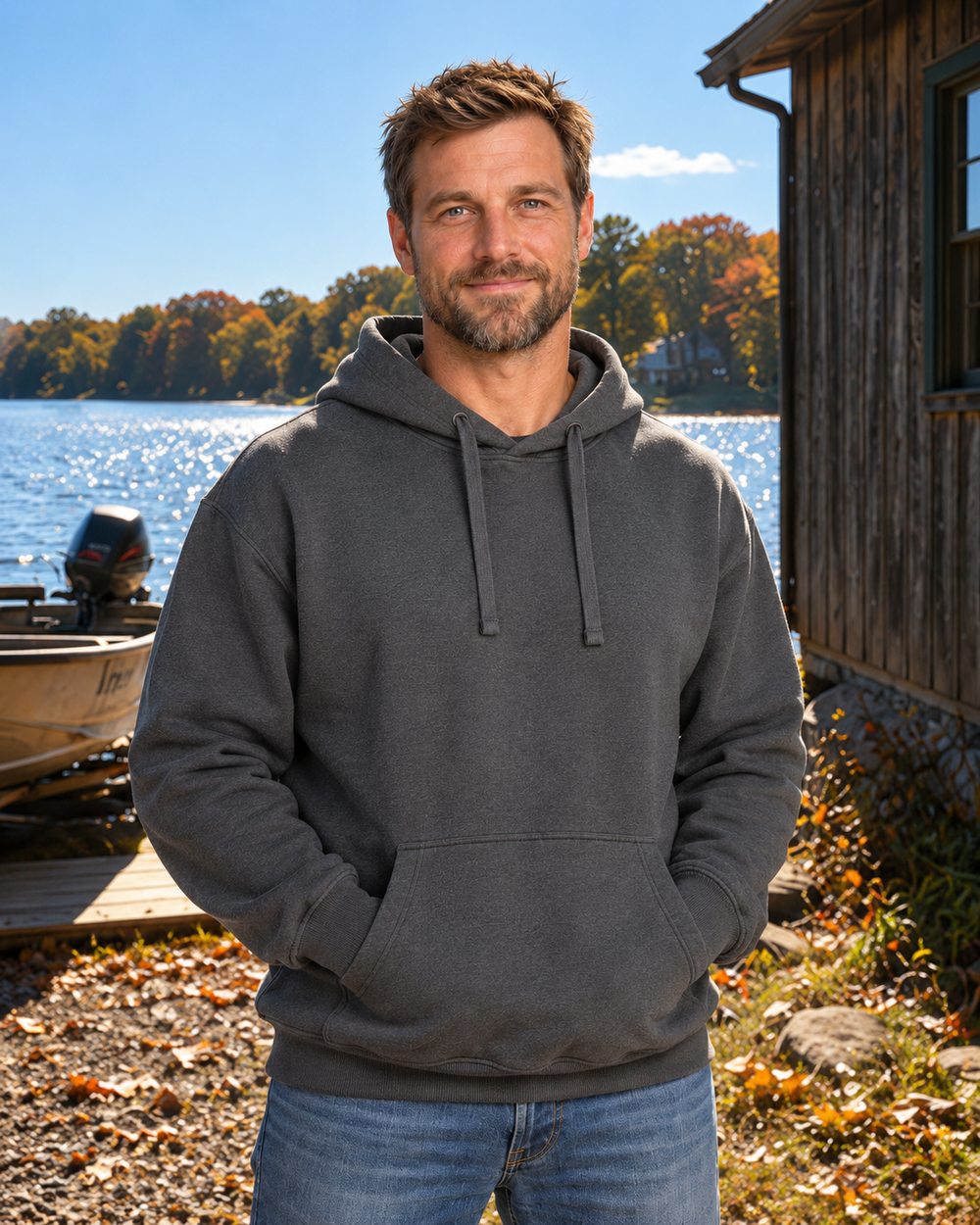 It's Not Hoarding If It's Tackle Hoodie — Charcoal — model front