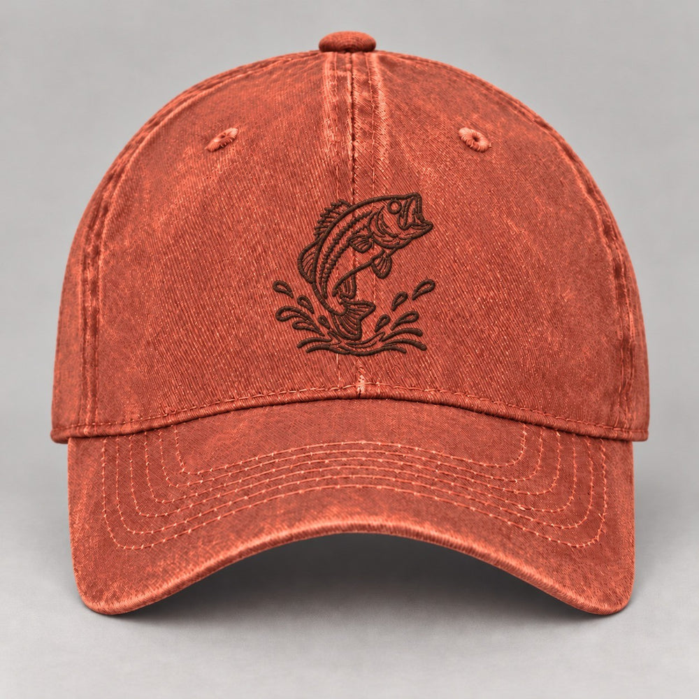Jumping Bass Embroidered Hat — Orange — front