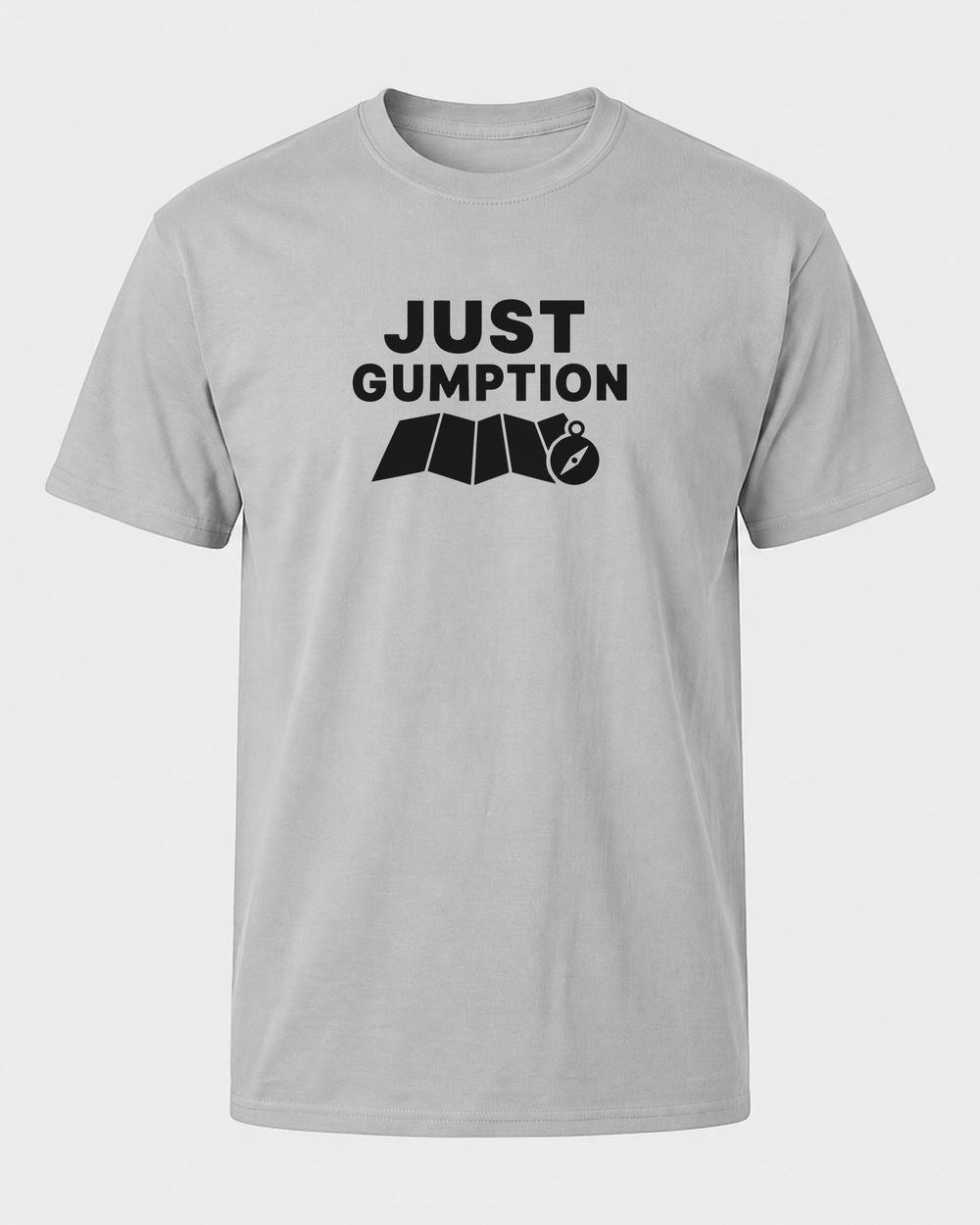 Just Gumption Bold tee — sports grey, front