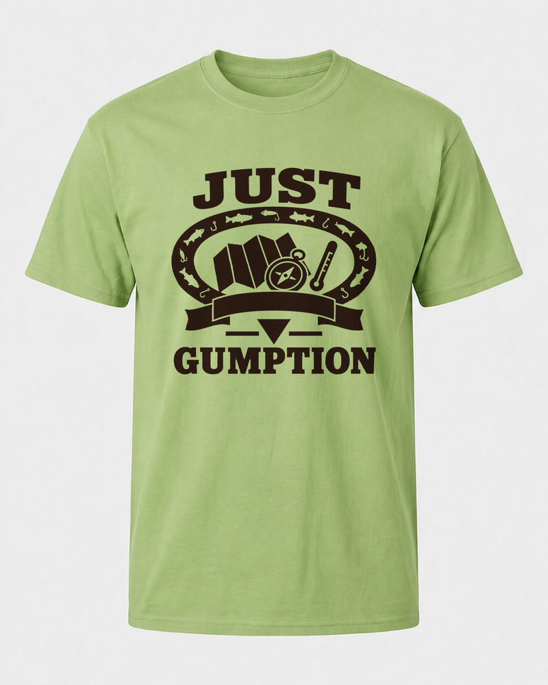 Just Gumption Heritage tee — kiwi, front
