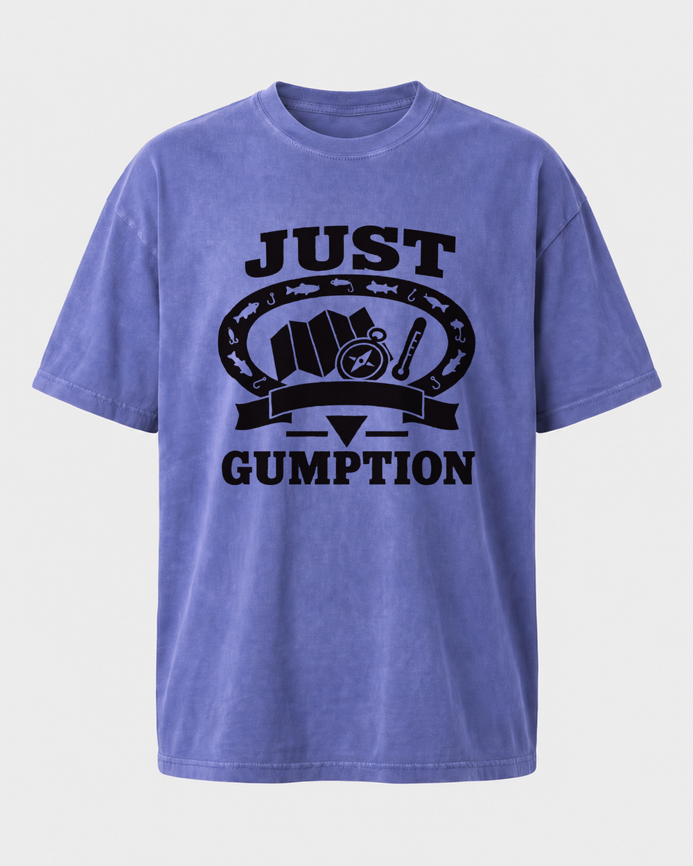 Just Gumption Heritage washed tee — washed blue, front