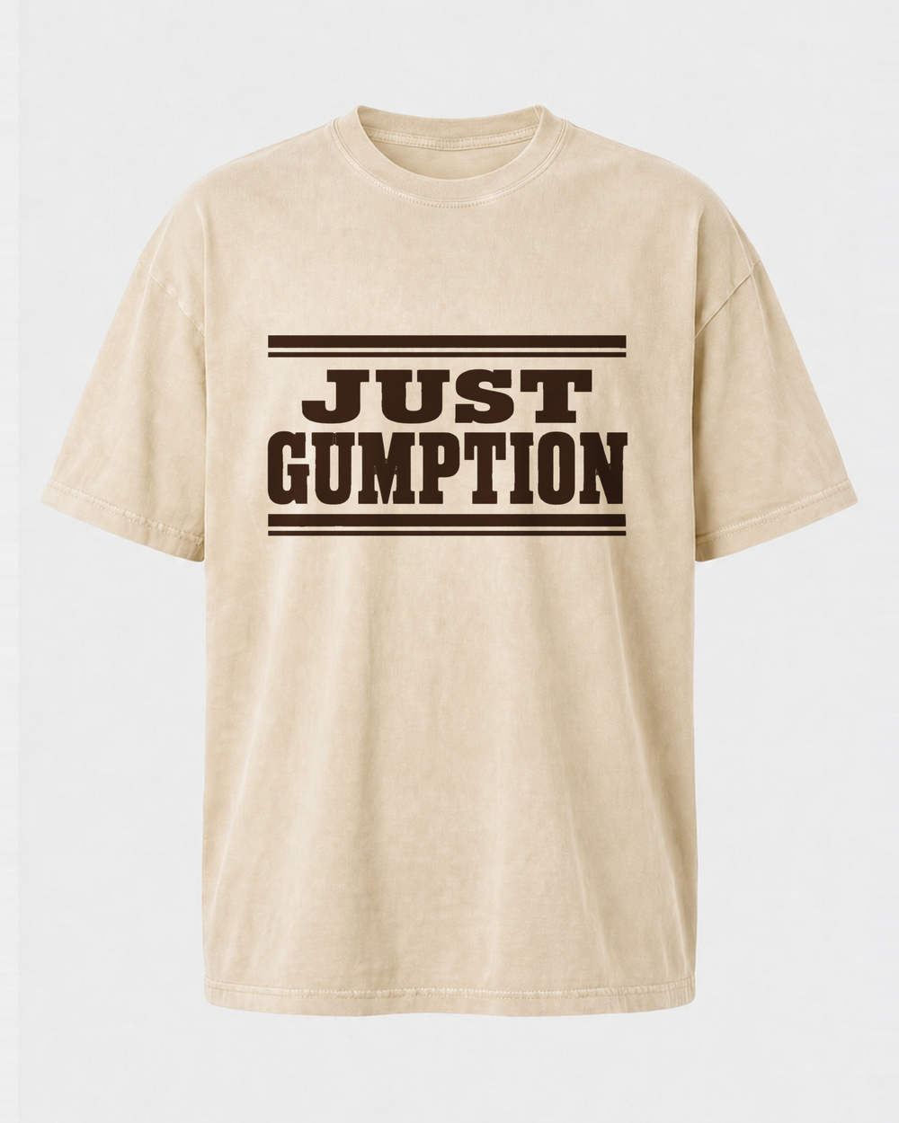 Just Gumption washed tee — washed bone, front