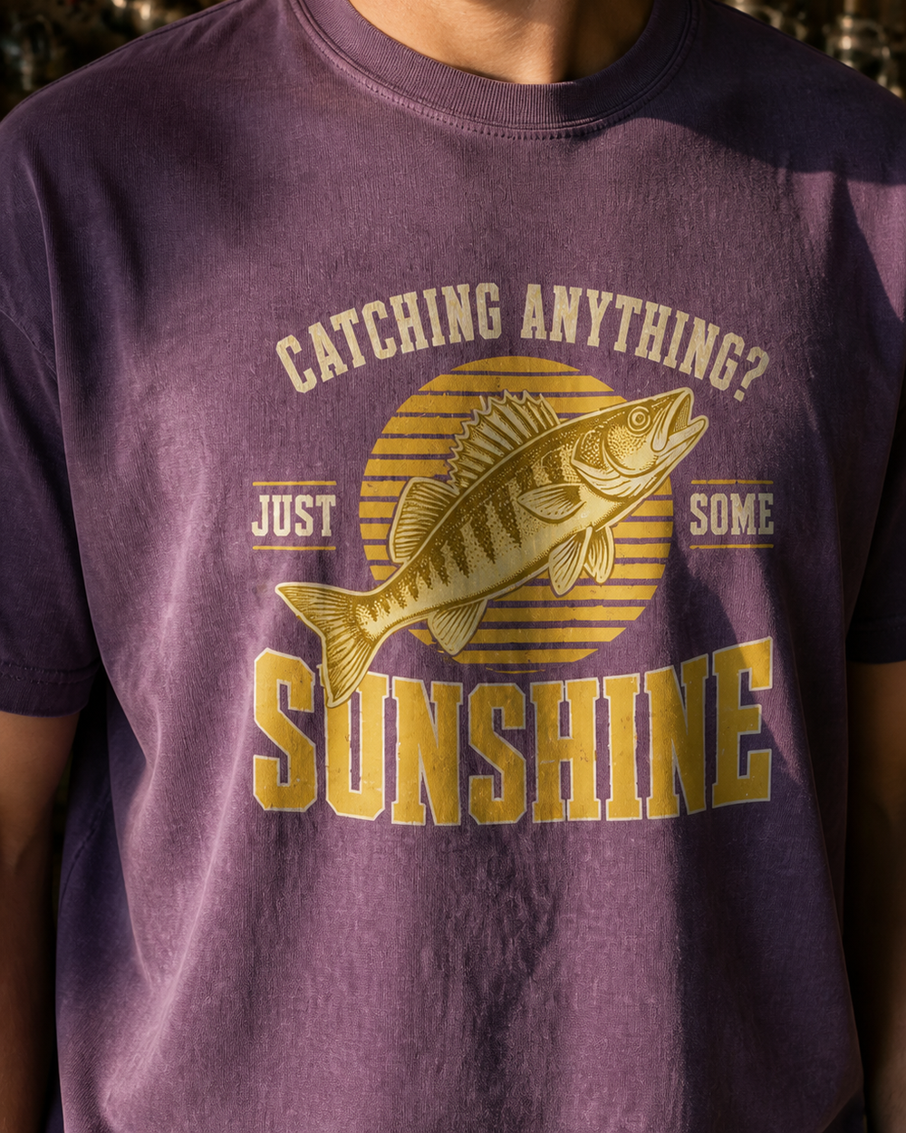 Just Some Sunshine washed tee — washed violet, worn, side