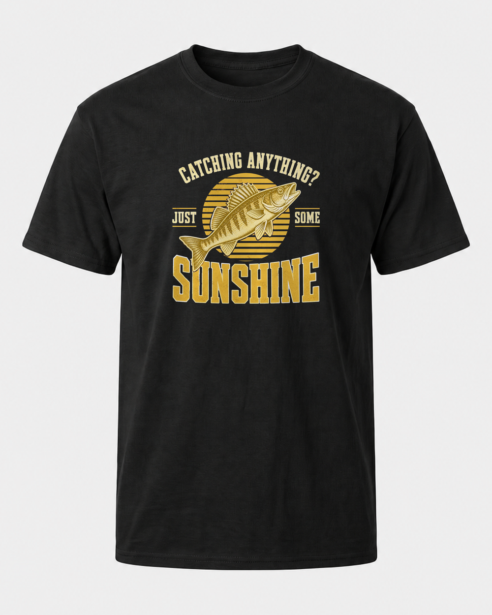 Just Some Sunshine tee — black, front