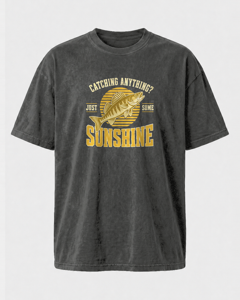 Just Some Sunshine washed tee — washed black, front