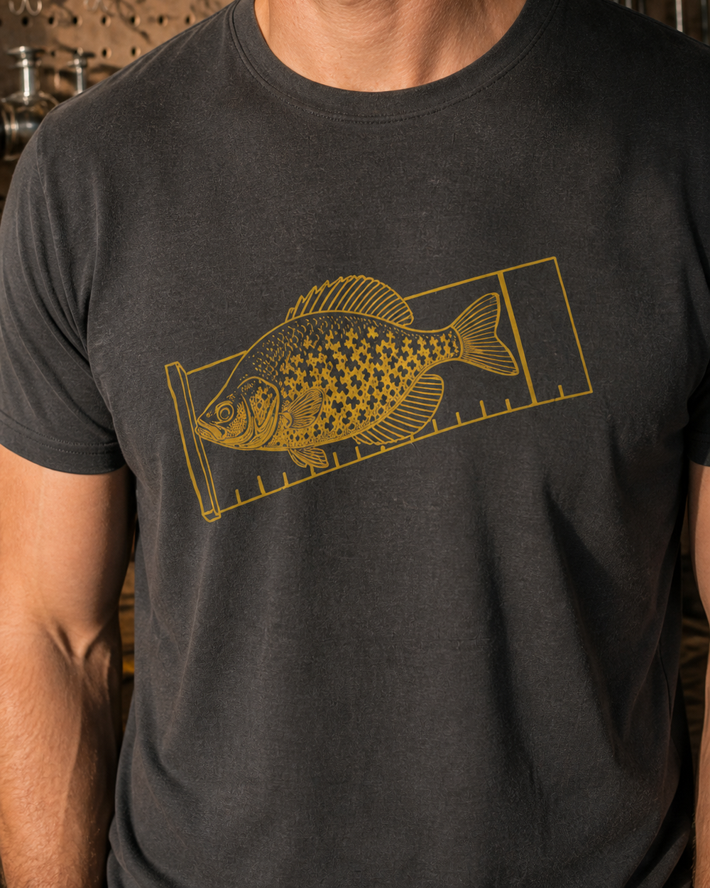 Keeper tee — dark heather, worn, side